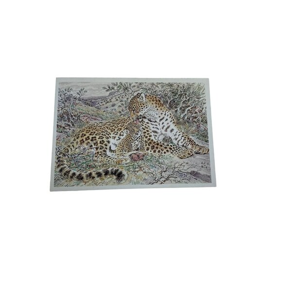 Vintage Russian Postcard Illustrated  Persian Leopard u Non Topographical Standa - Picture 1 of 2